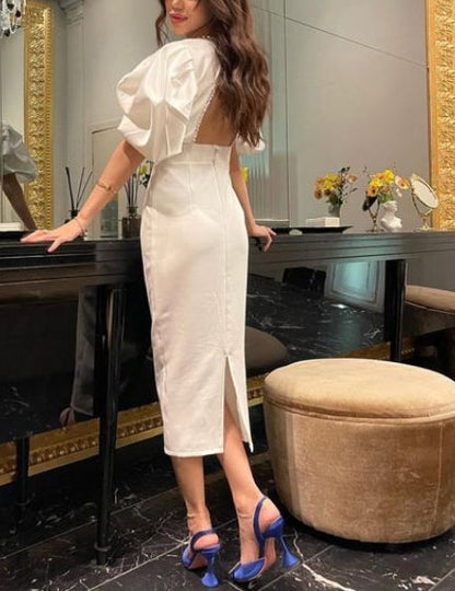 A-line Classy Mid-length Backless Prom Dress
