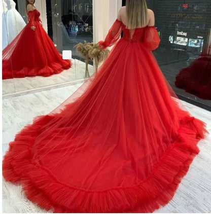 A-line Off The Shoulder Elegant Long Sleeves Prom Gown