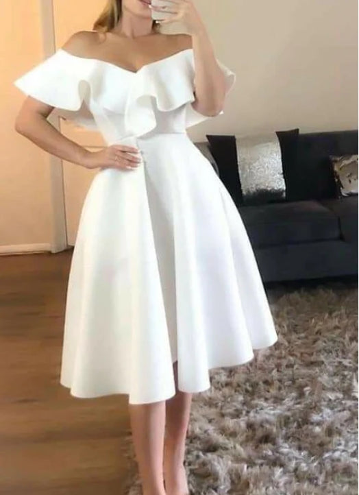 A-line Off-the-Shoulder Strapless Short Party Prom Dress