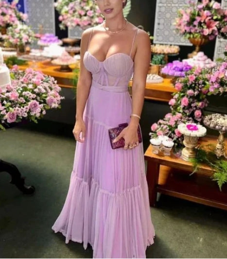Strapless A-line Spaghetti Straps Floor Length Prom Dress