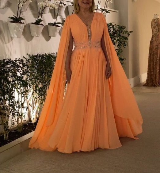 A-line Fairy-Tale Deep Neck Prom Dress With Long Sleeves