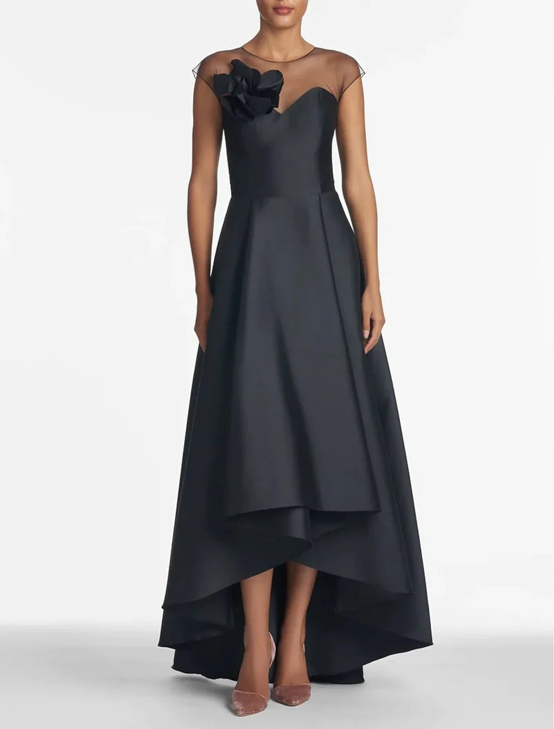 A-Line Wedding Guest Dresses Elegant Black Dress Wedding Guest Wedding Party Asymmetrical Sleeveless Jewel Neck Satin