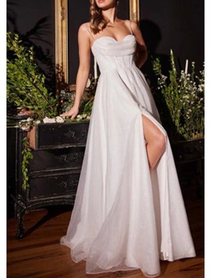 A-Line Prom Dresses Glittering Dress Formal Evening Party Sweep / Brush Train Sleeveless Cowl Neck Tulle