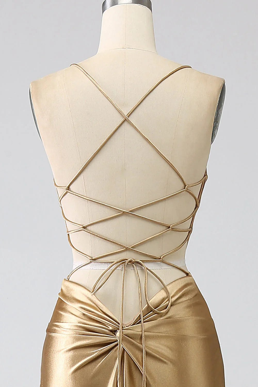 Mermaid Spaghetti Straps Satin Long Prom Dress With Lace-Up Back